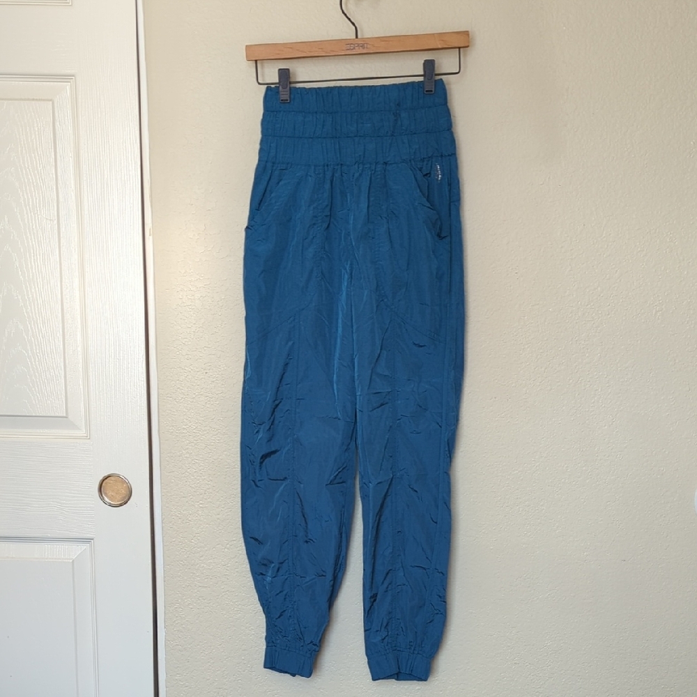 Free People Movement Blue Teal Textured Pants